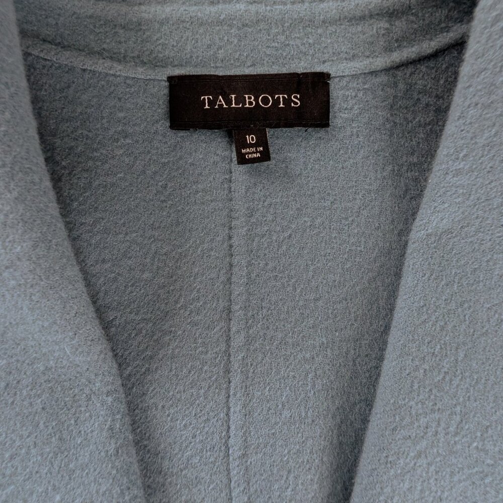 Talbots Double Face Blue Wool Front Button Shawl … - image 7